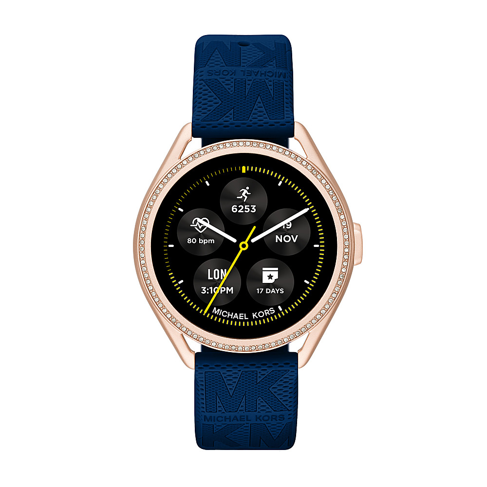 Michael Kors Gen 5E MKGO Blue Silicone Smartwatch 43mm Gold, Blue MKT5142V  - Best Buy