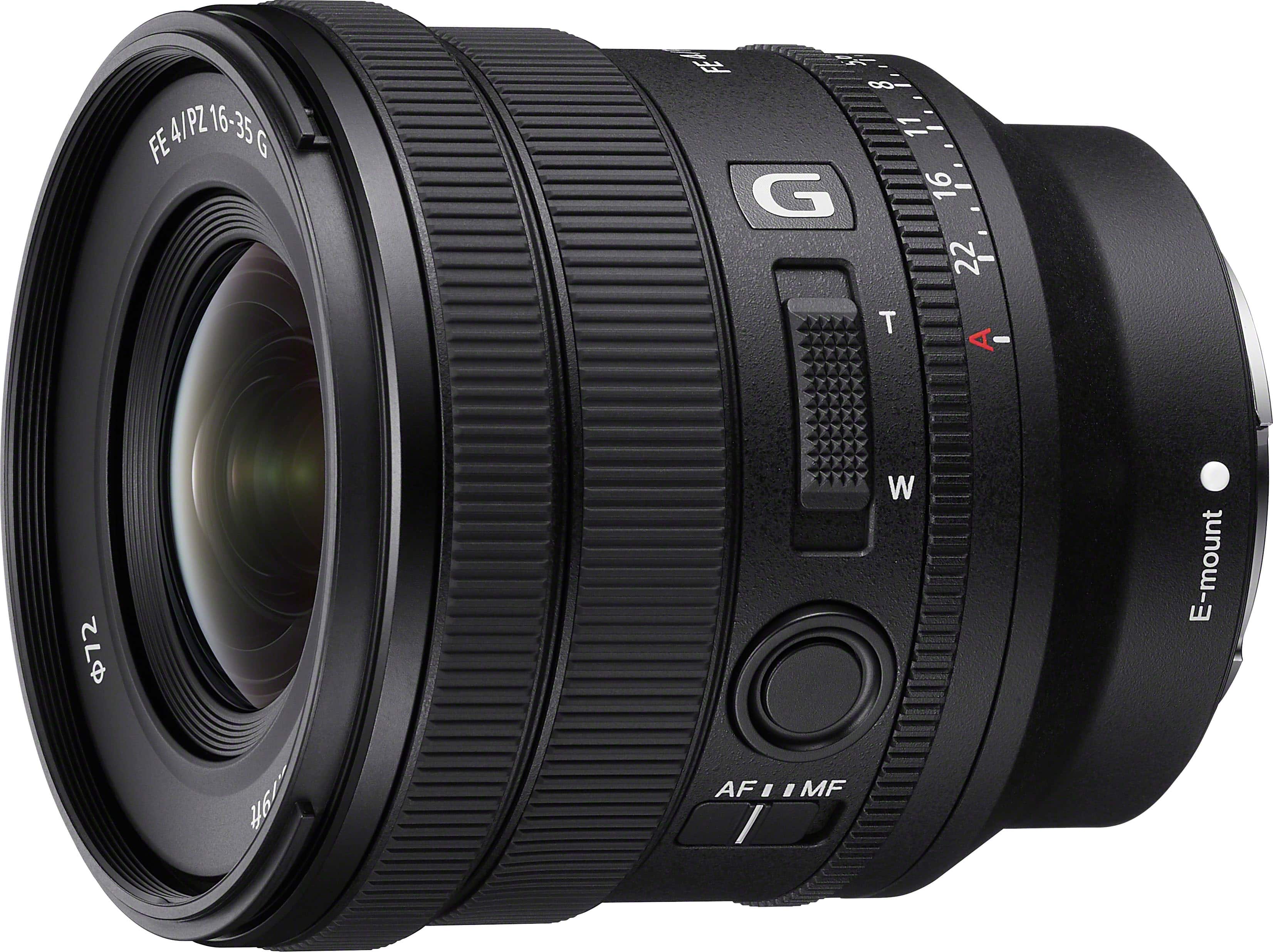 Front. Sony - Alpha FE PZ 16-35mm F4 G full-frame constant-aperture wide-angle power zoom G Lens - Black.
