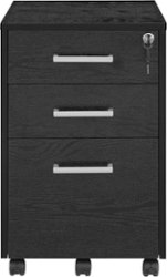 Insignia™ - 3-Drawer File Cabinet - Black - Front_Zoom