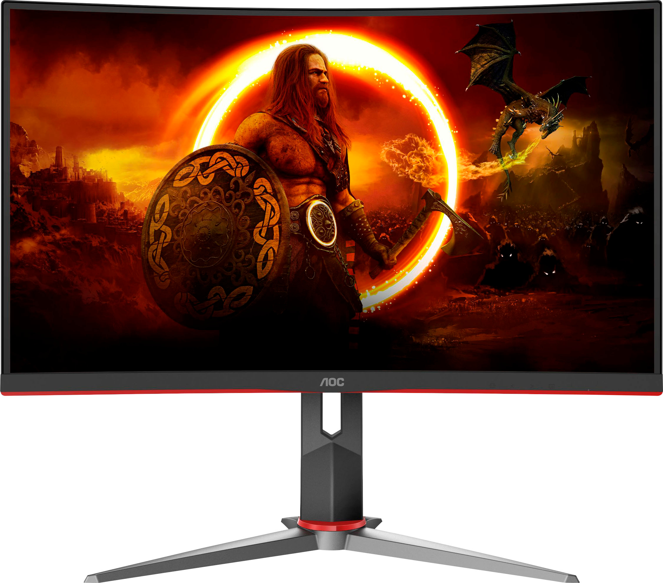 Angle View: AOC - G2 Series C27G2Z 27" LCD Curved FHD FreeSync Monitor - Black/Red