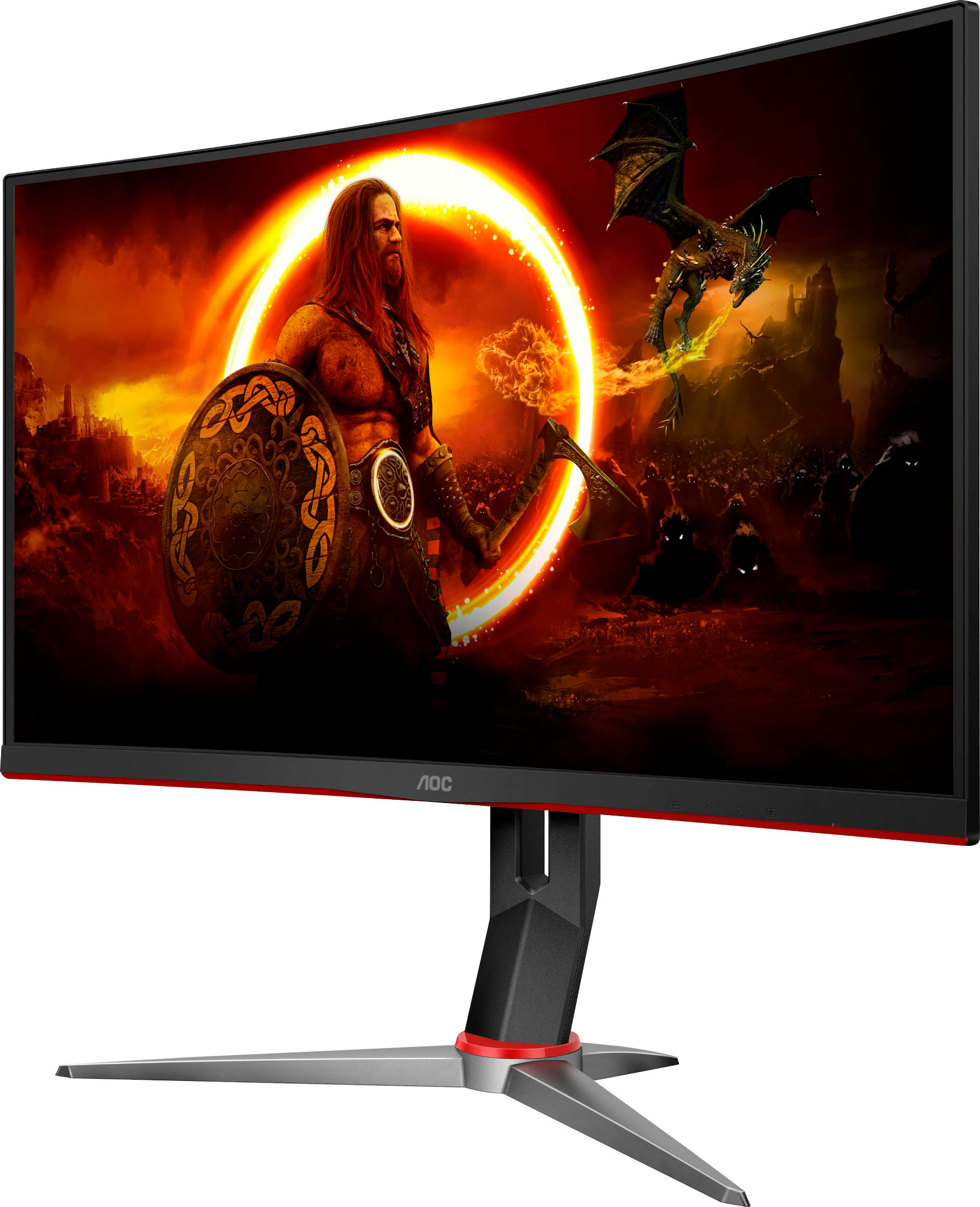 Left View: AOC - G2 Series C27G2Z 27" LCD Curved FHD FreeSync Monitor - Black/Red