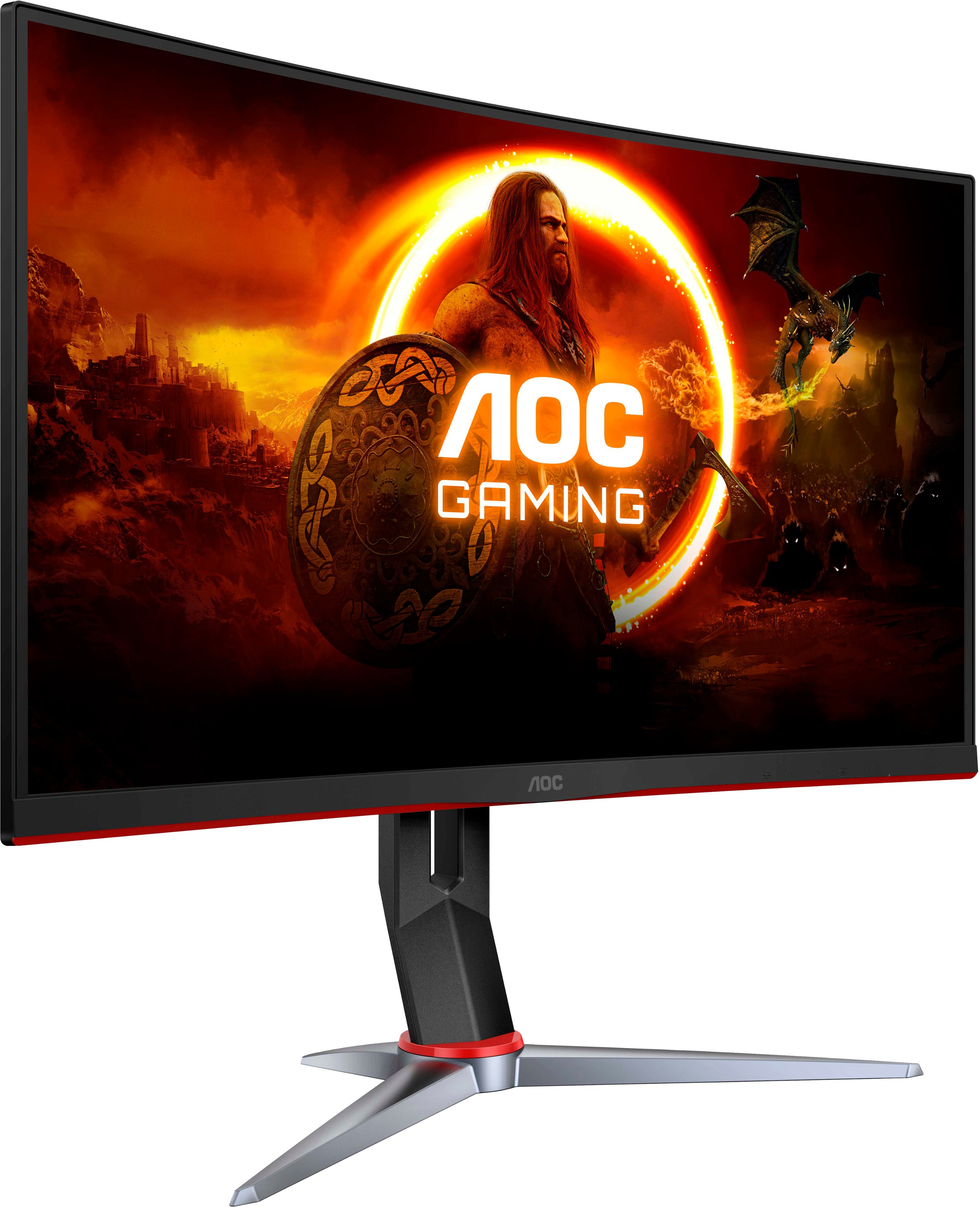 Angle View: AOC - G2 Series C32G2 32" LCD Curved FHD FreeSync Gaming Monitor - Black/Red