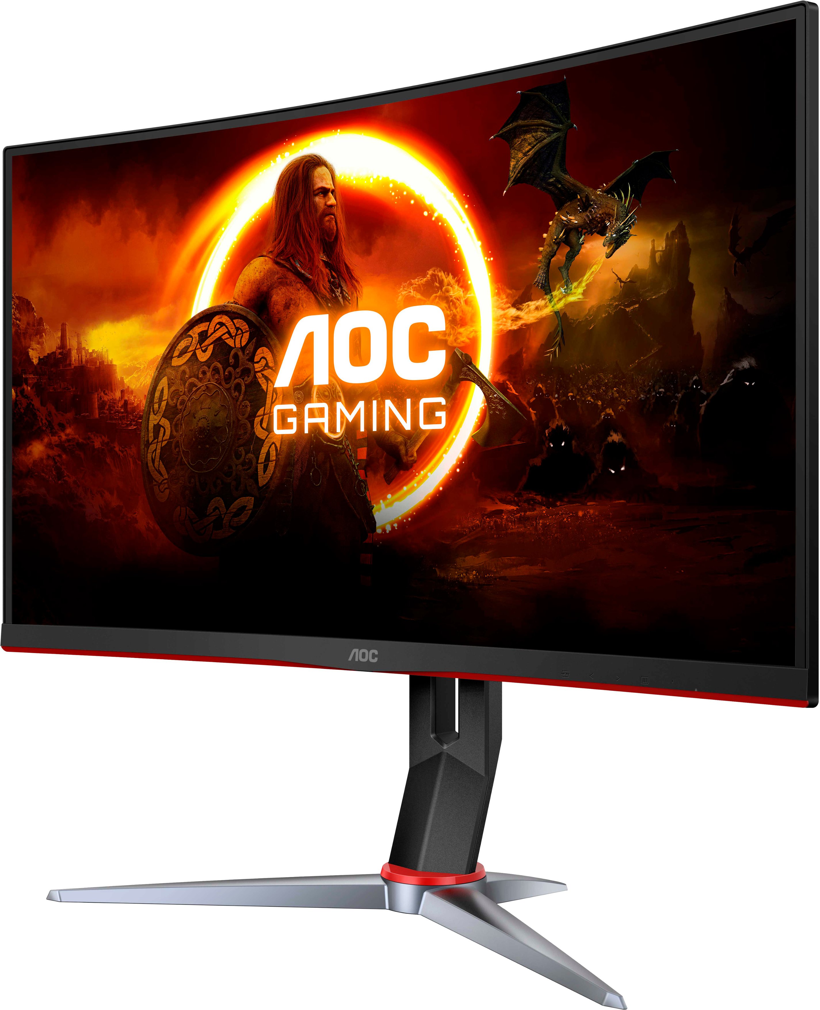Left View: AOC - G2 Series C32G2 32" LCD Curved FHD FreeSync Gaming Monitor - Black/Red