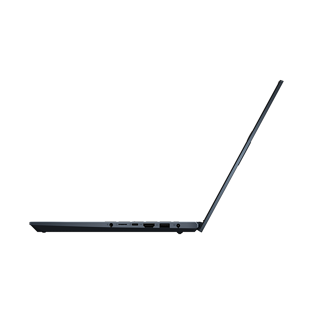 Left View: ASUS - VivoBook Pro 14 OLED Laptop, 14” OLED, Intel Core i5-11300H, Iris Xe, 8GB, 256GB, Windows 11 - Blue