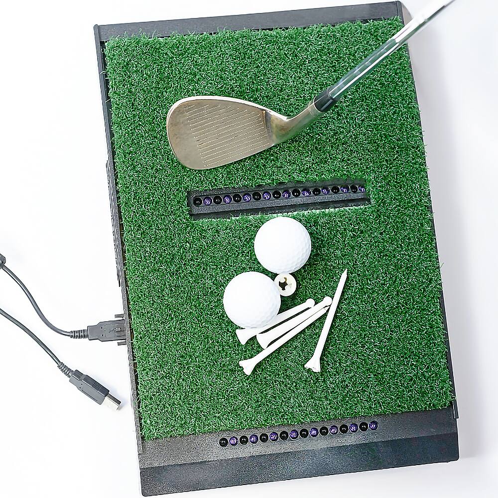 Left View: OptiShot - Golf In a Box 2 - Golf Simulator (Includes simulator, mat, & Pro Series hitting net) - Multicolor