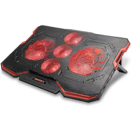 Front. ENHANCE - Cryopgen 2 Gaming Adjustable Laptop Cooling Stand -Adjustable Height - Red.