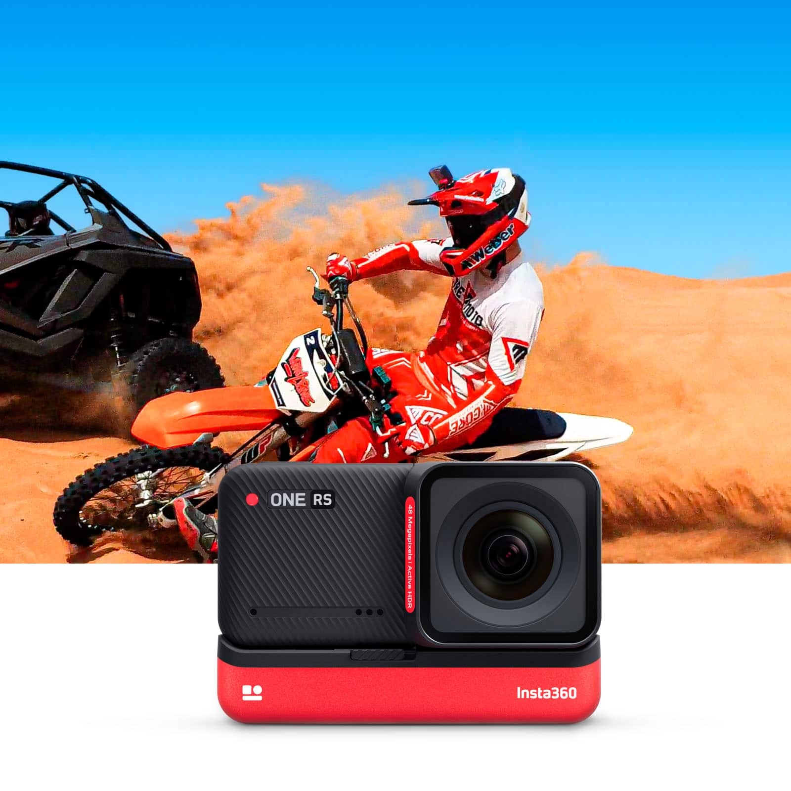 Insta360 ONE RS Twin Standalone Action Camera + Motocycle Mount Bundle