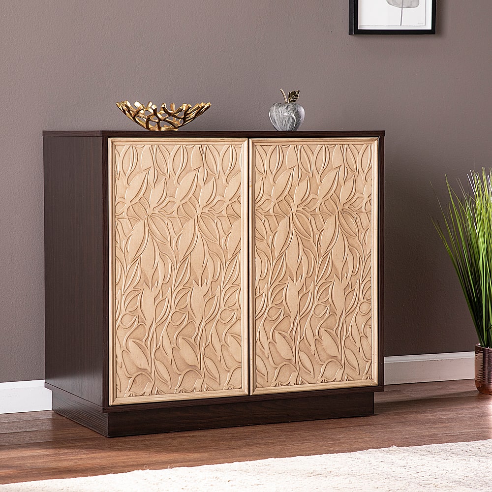 Angle View: SEI Furniture - Edgevale Anywhere Accent Cabinet - Brown and cream finish