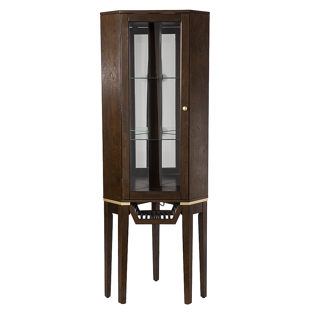 Left View: SEI Furniture - Kennbeck Corner Bar Cabinet - Dark brown finish