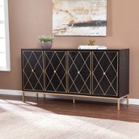 SEI Furniture - Marradi Sideboard Cabinet with Storage - Black and gold finish - Angle_Zoom