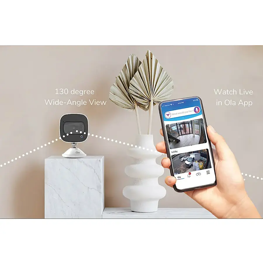 Alt View 14. OLA USA - Ask OLA! 2 Way Voice Command Smart Security Camera w/Fall Detection 1 Pack - White.
