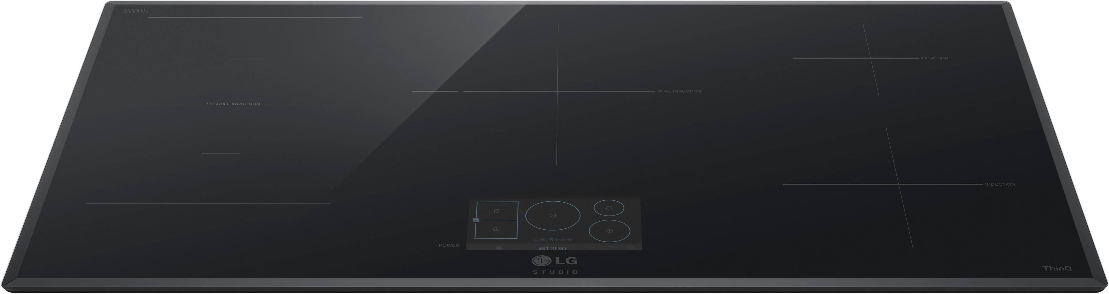 Angle. LG - STUDIO 36" Smart Built-in Electric Induction Cooktop with 5 Elements and Flex Cooking Zone - Black.