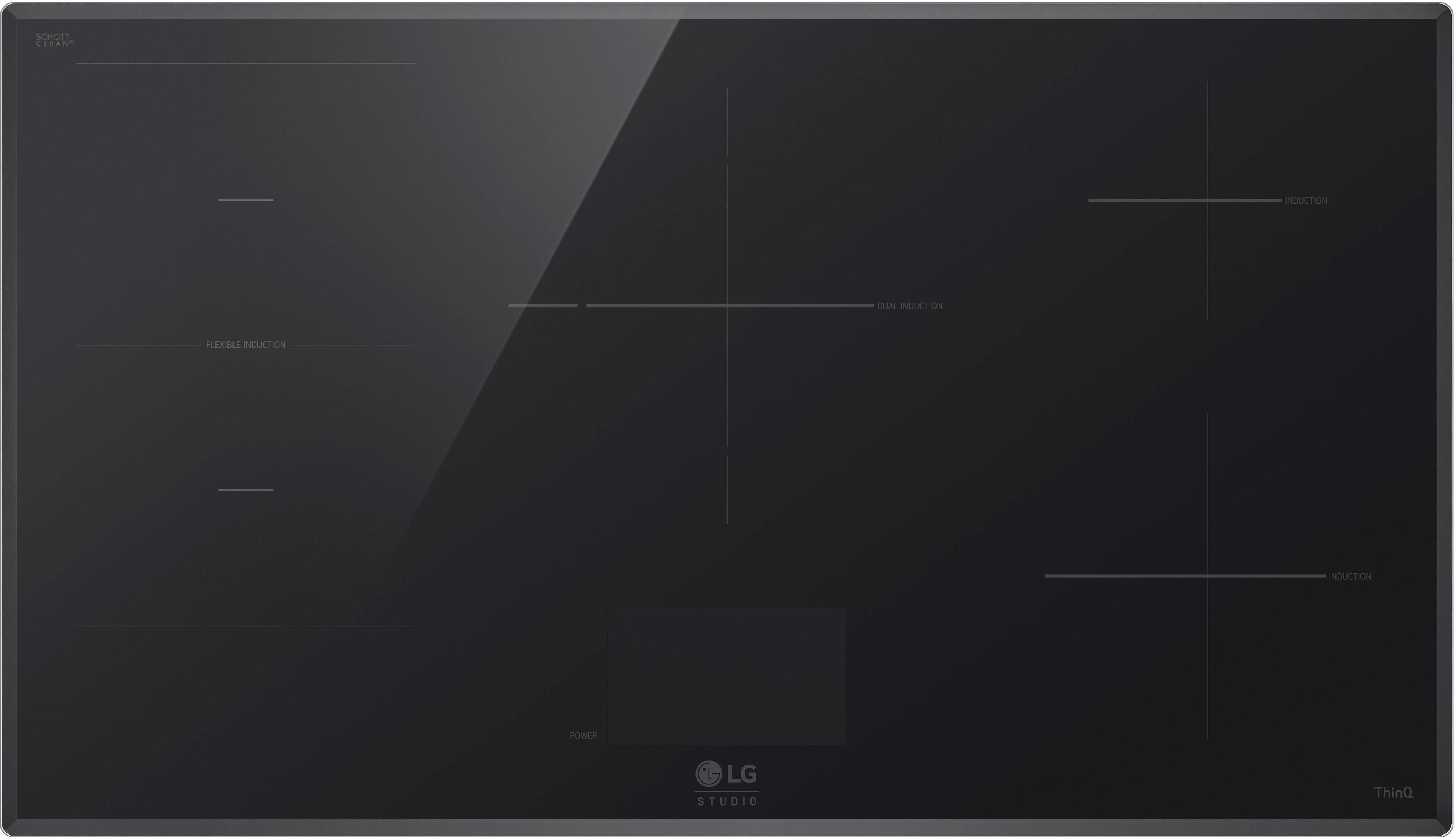 Left. LG - STUDIO 36" Smart Built-in Electric Induction Cooktop with 5 Elements and Flex Cooking Zone - Black.