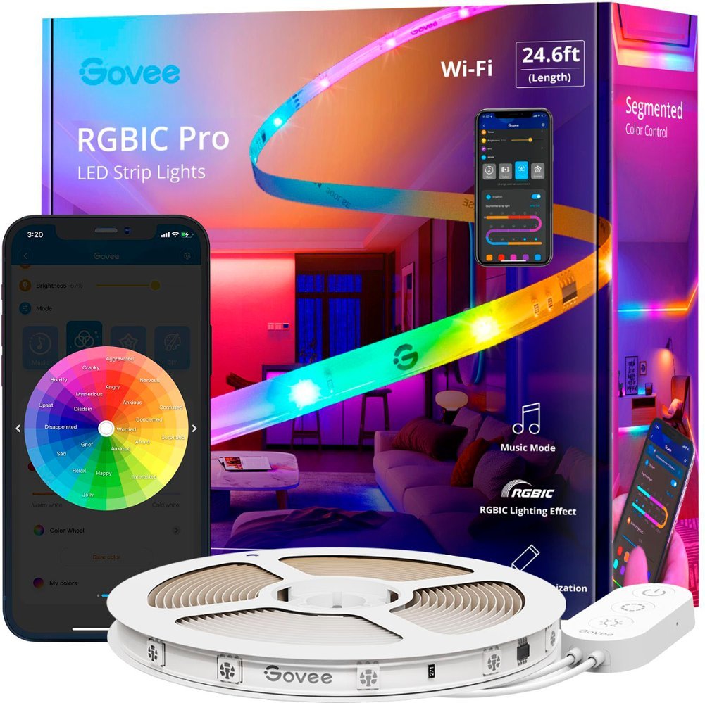 Zoom in on Front Zoom. Govee - Wi-Fi RGBIC LED Strip Light - 25 feet - Multi.