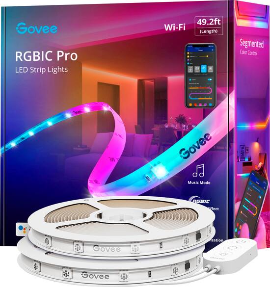 Front. Govee - Wi-Fi RGBIC LED Strip Light - 50 feet - Multi.