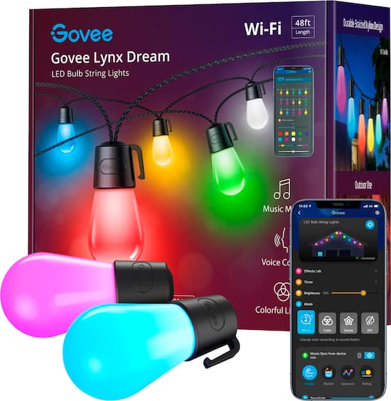 Govee Wi Fi Bluetooth Smart String Bulbs 48 feet Multi H7028AB1