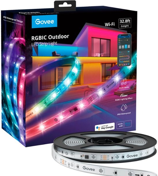 Front. Govee - Wi-Fi Bluetooth Smart Outdoor LED Strip Light - Multi.