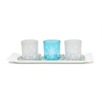 Elegant Designs - Winter Wonderland Candle Set of 3 - Blue Frost - Front_Zoom
