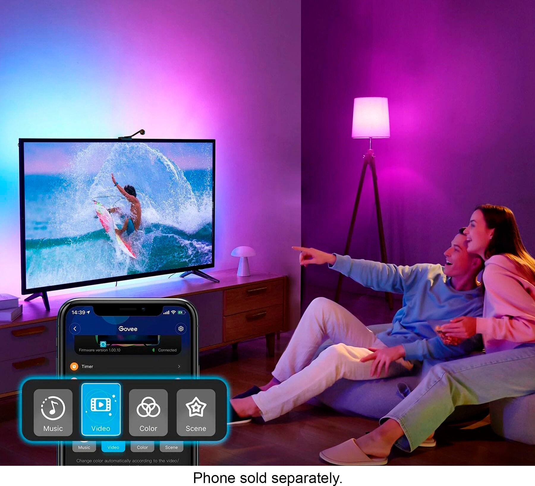 Alt View 14. Govee - Dreamview TV Strip Lights for 75”- 85” TVs - Multi.