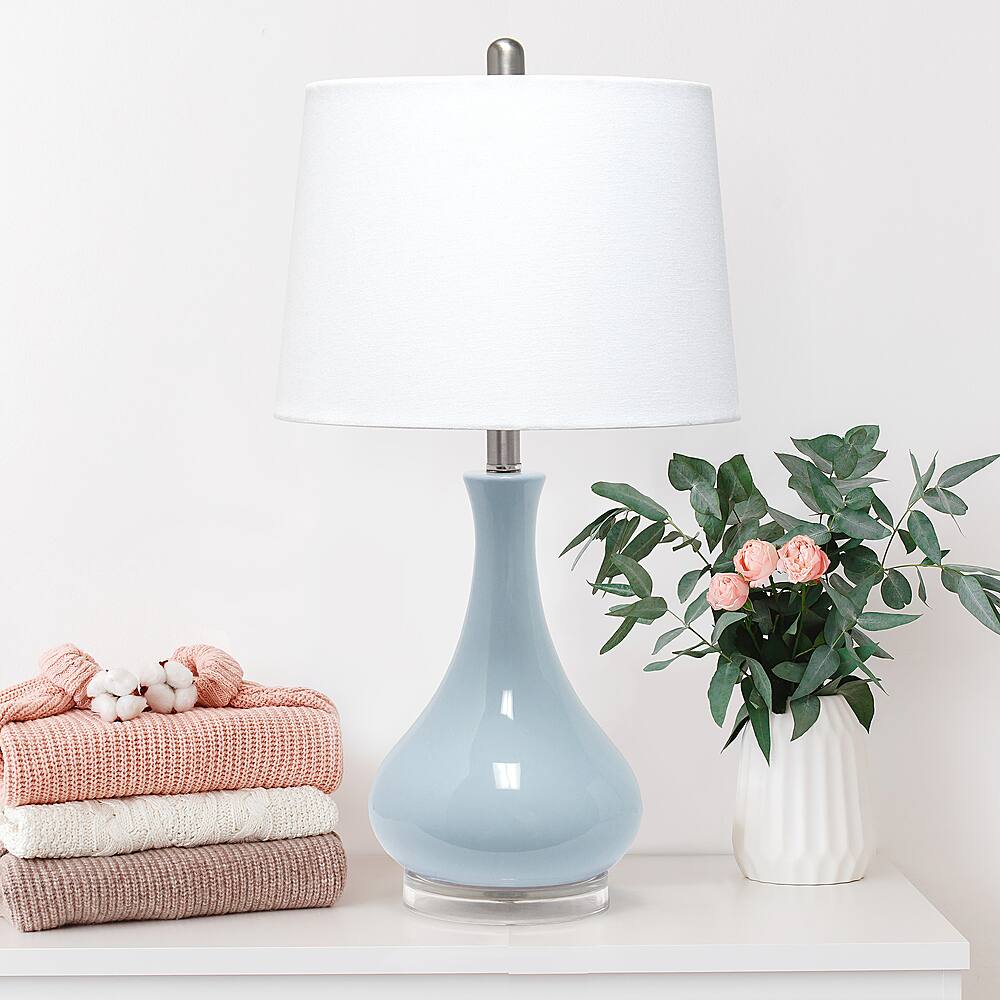 Best Buy: Lalia Home Droplet Table Lamp with Fabric Shade Light blue ...