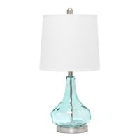 Lalia Home - Rippled Glass Table Lamp with Fabric Shade - Clear blue - Front_Zoom