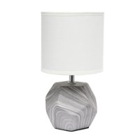 Simple Designs - Round Prism Mini Table Lamp with White Fabric Shade - Marbled - Front_Zoom