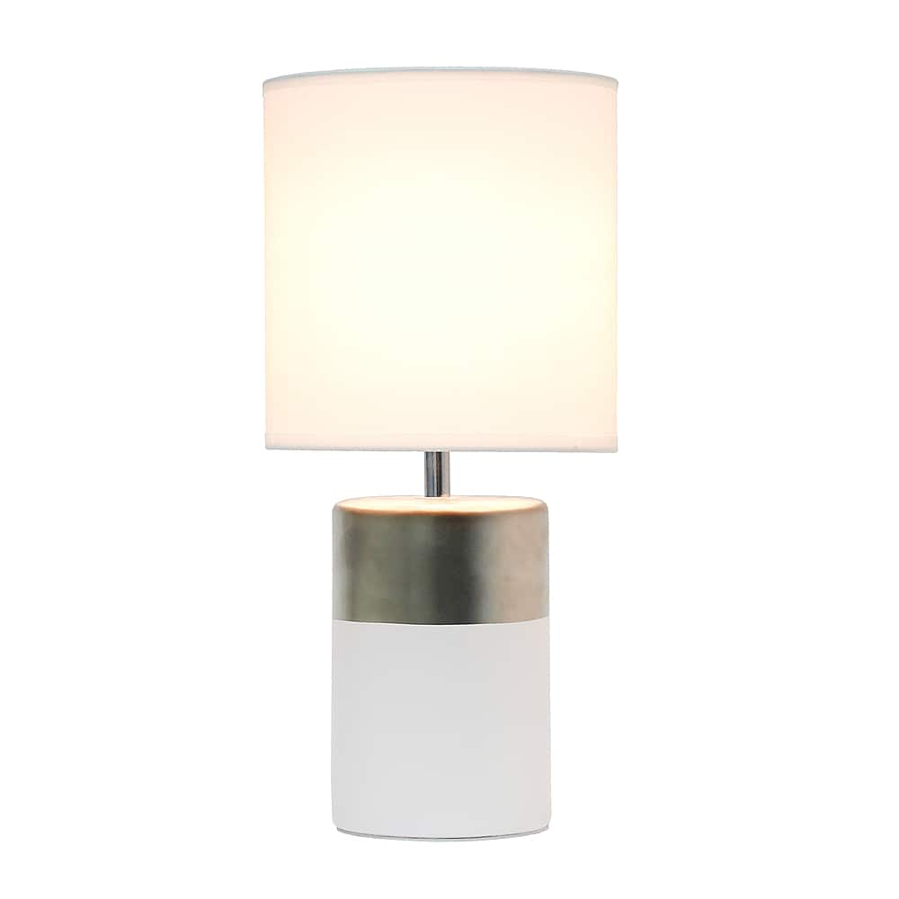 Angle View: Simple Designs - Two Toned Basics Table Lamp - Off white/silver