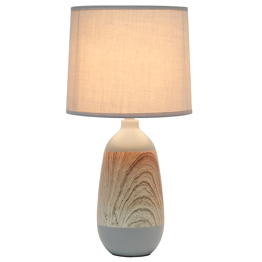 Angle View: Simple Designs Ceramic Oblong Table Lamp - Gray/light wood