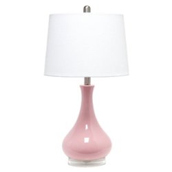 Lalia Home - Droplet Table Lamp with Fabric Shade - Rose pink - Front_Zoom