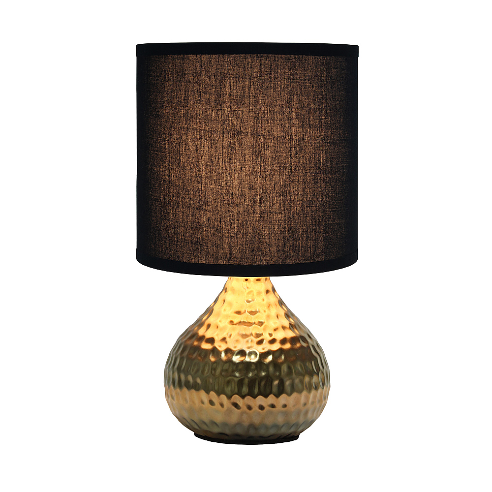 Angle View: Simple Designs Hammered Gold Drip Mini Table Lamp - Gold