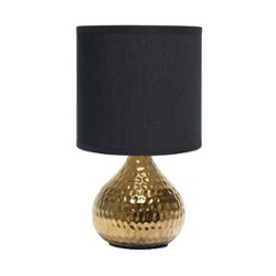 Simple Designs - Drip Mini Table Lamp - Hammered Gold with Black Shade - Front_Zoom