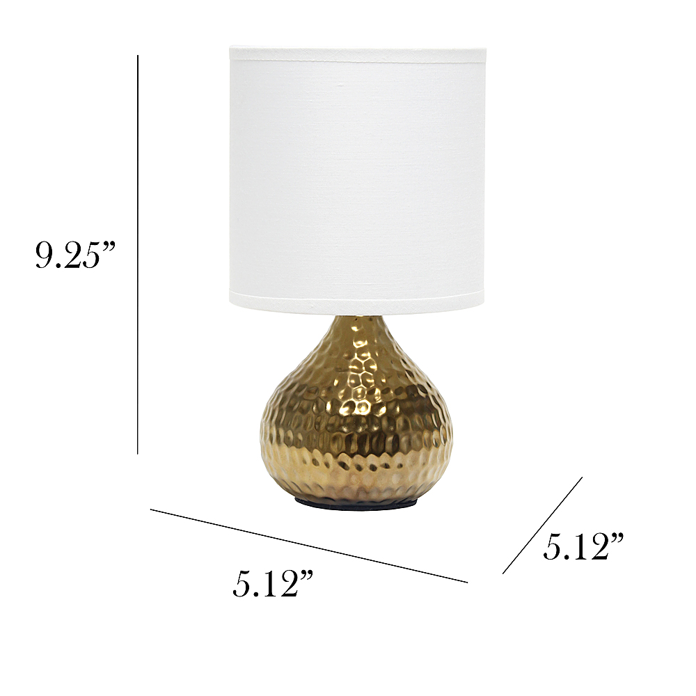 Left View: Simple Designs Hammered Gold Drip Mini Table Lamp - Gold