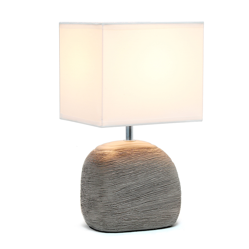Angle View: Simple Designs Bedrock Ceramic Table Lamp - Grayish brown