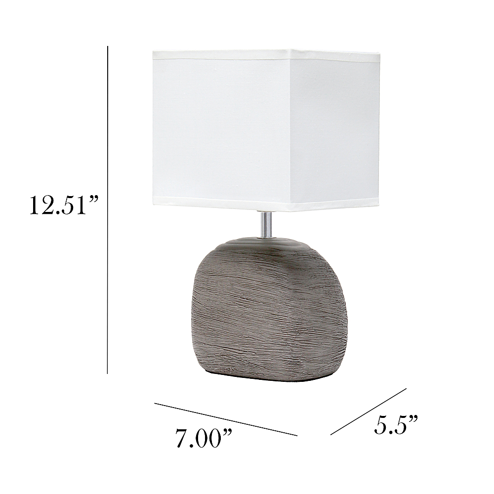 Left View: Simple Designs Bedrock Ceramic Table Lamp - Grayish brown