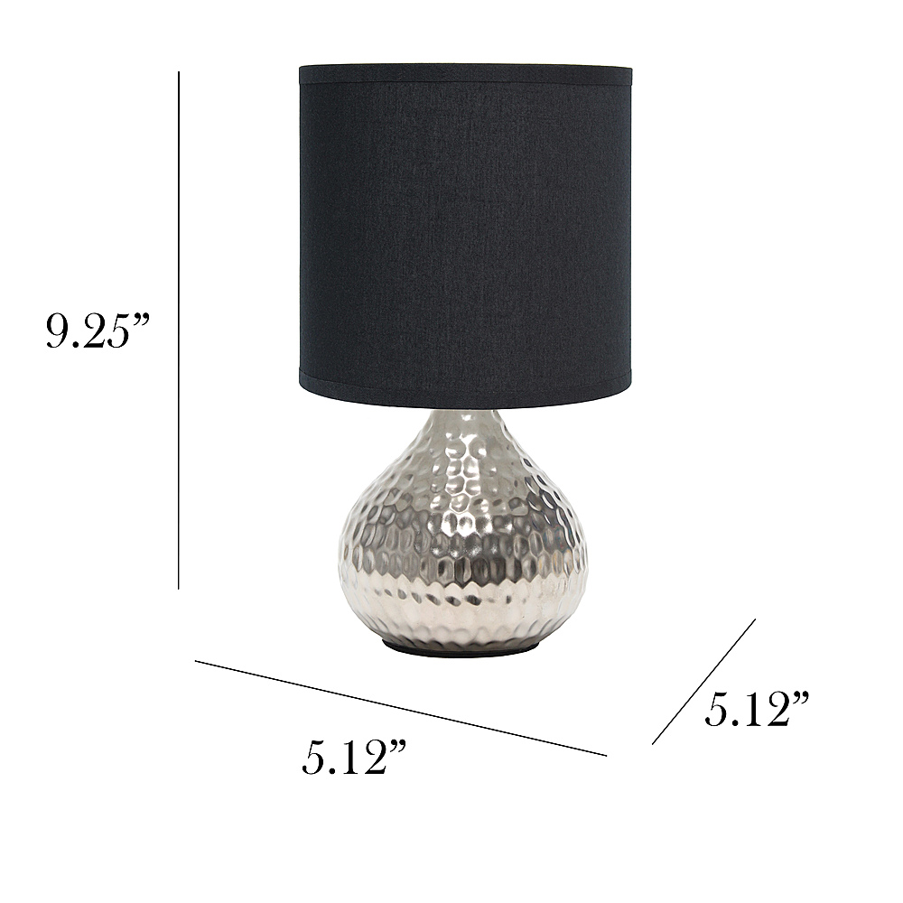 Left View: Simple Designs - Hammered Silver Drip Mini Table Lamp - Silver