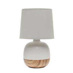 Simple Designs - Petite Mid Century Table Lamp - Light wood/light gray - Front_Zoom
