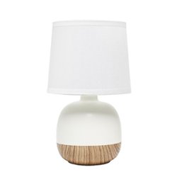 Simple Designs - Petite Mid Century Table Lamp - Light wood/off white - Front_Zoom