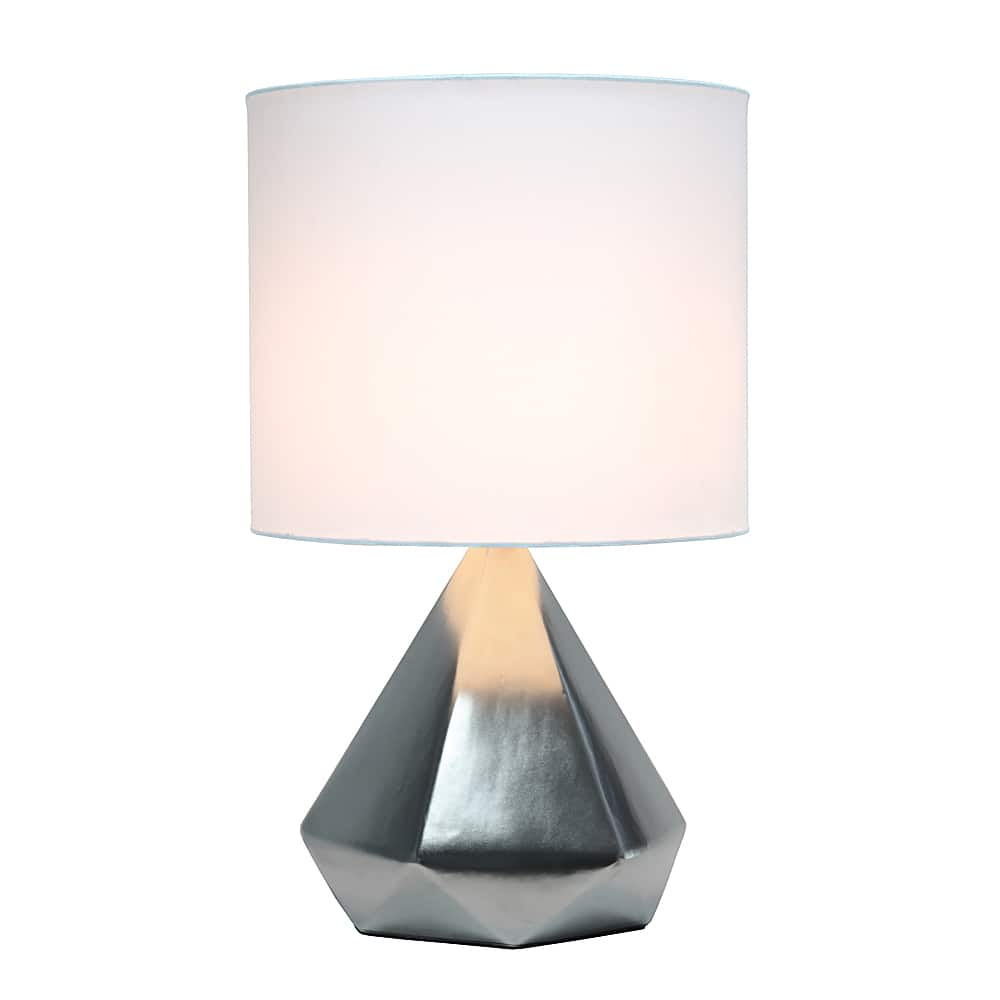 Angle View: Simple Designs - Solid Pyramid Table Lamp - Silver