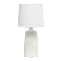 Simple Designs - Textured Linear Ceramic Table Lamp - Off white - Front_Zoom