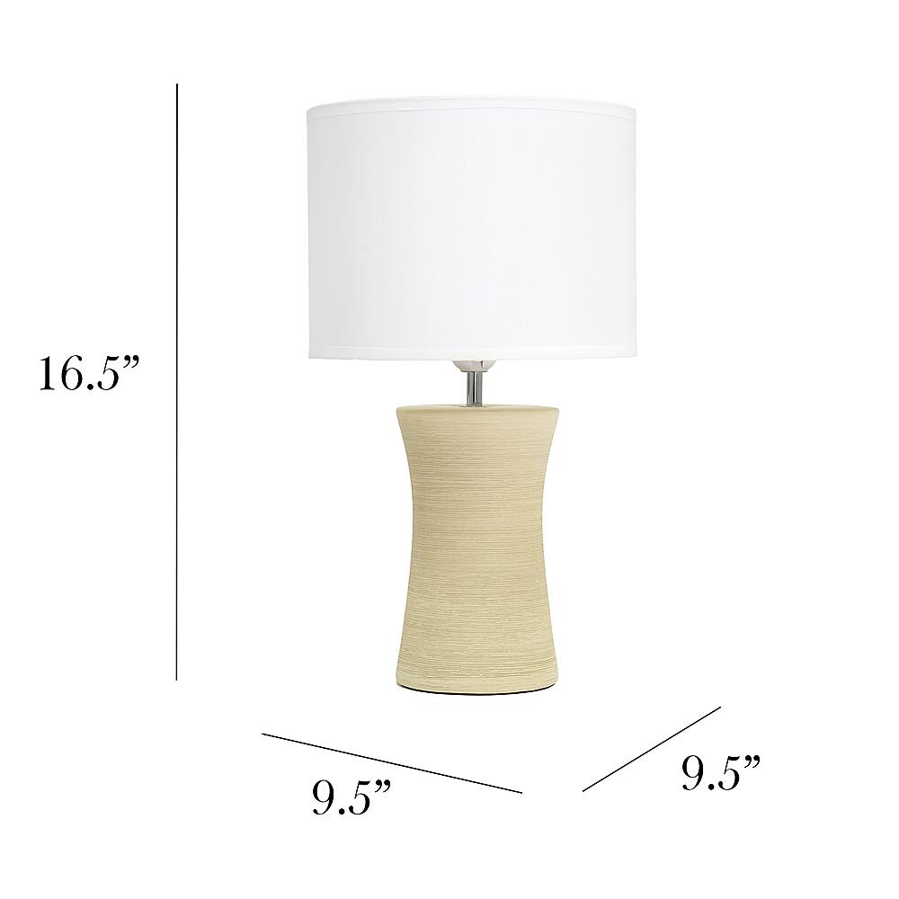 Left View: Simple Designs - Ceramic Hourglass Table Lamp - Beige