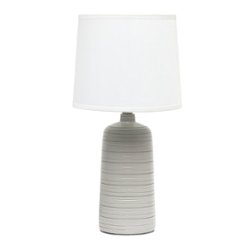 Simple Designs - Textured Linear Ceramic Table Lamp - Taupe - Front_Zoom