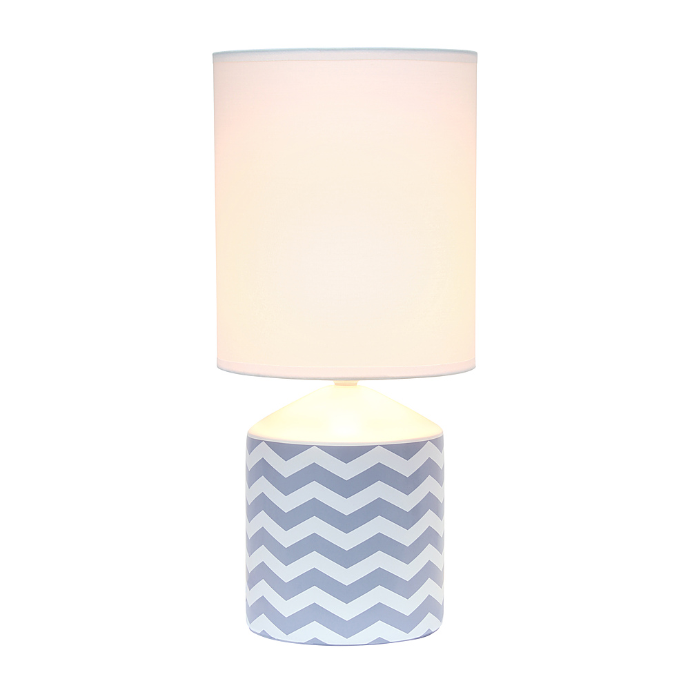 Angle View: Simple Designs Fresh Prints Table Lamp - White with gray
