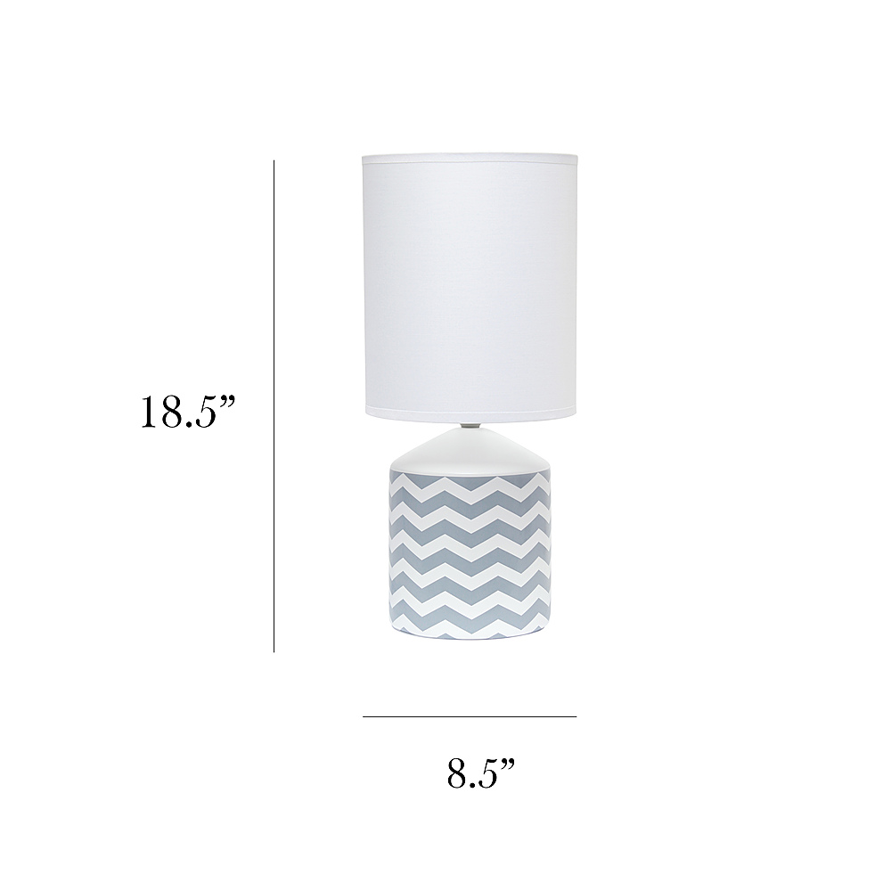 Left View: Simple Designs Fresh Prints Table Lamp - White with gray