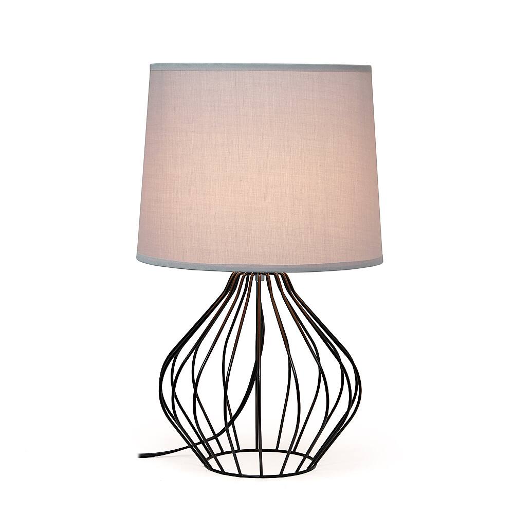 Angle View: Simple Designs Geometrically Wired Table Lamp - Black/gray shade