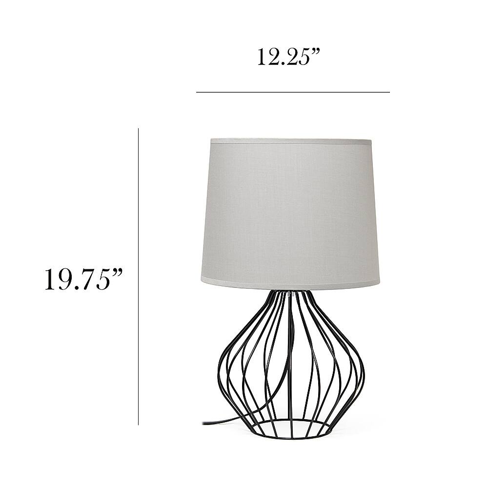 Left View: Simple Designs Geometrically Wired Table Lamp - Black/gray shade