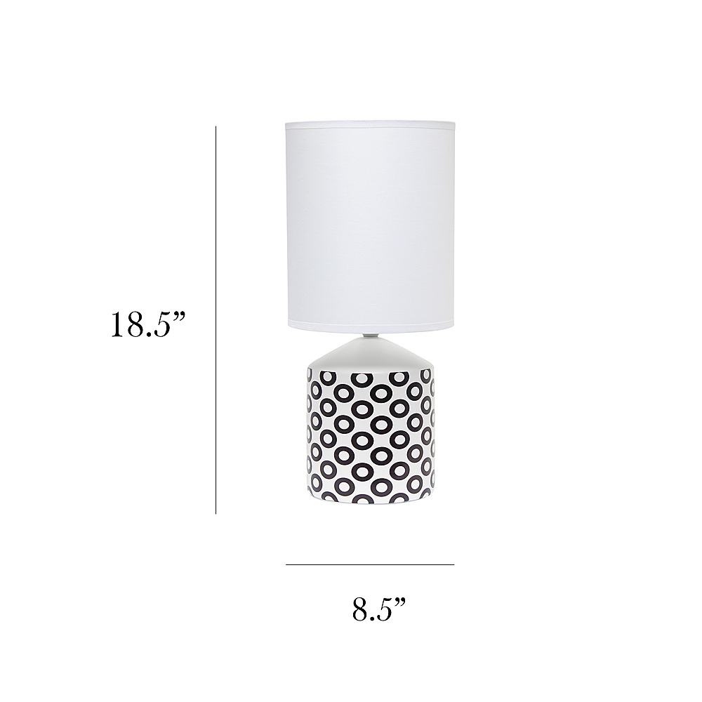 Left View: Simple Designs Fresh Prints Table Lamp - White with black