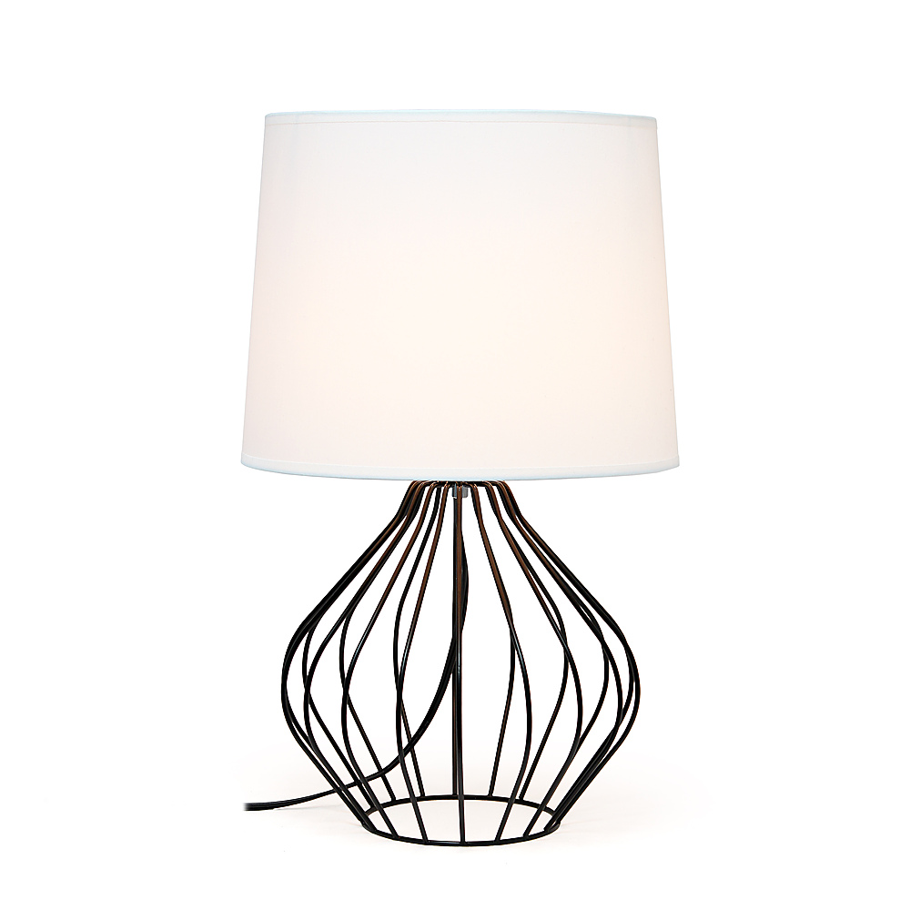 Angle View: Simple Designs Geometrically Wired Table Lamp - Black/white shade