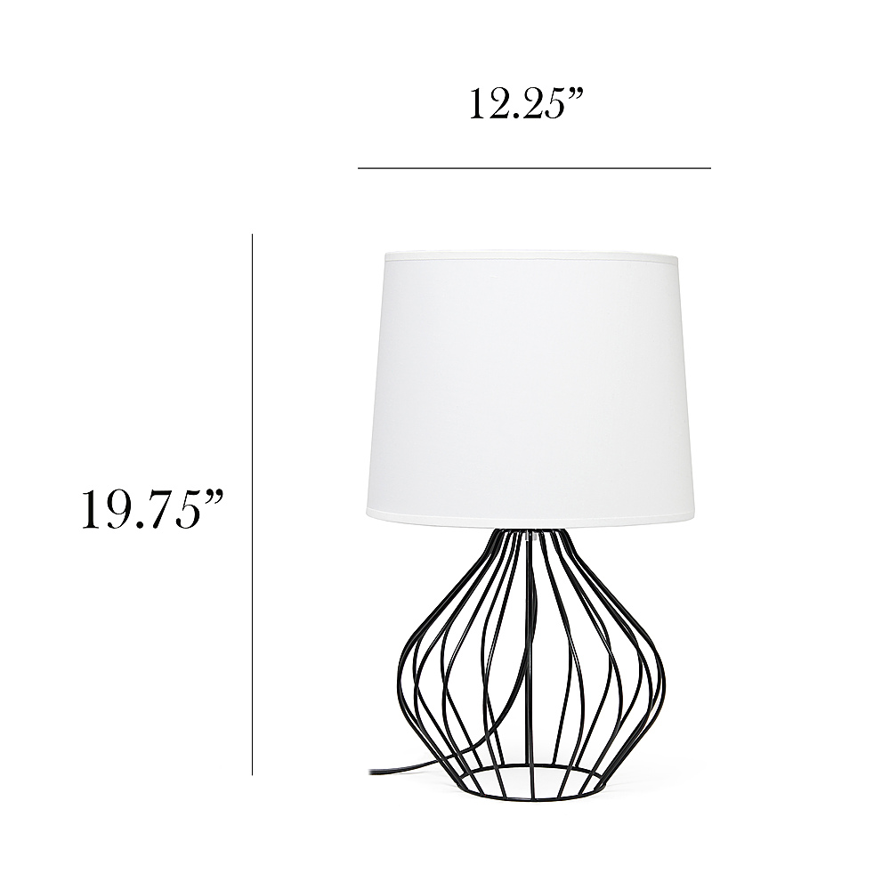 Left View: Simple Designs Geometrically Wired Table Lamp - Black/white shade