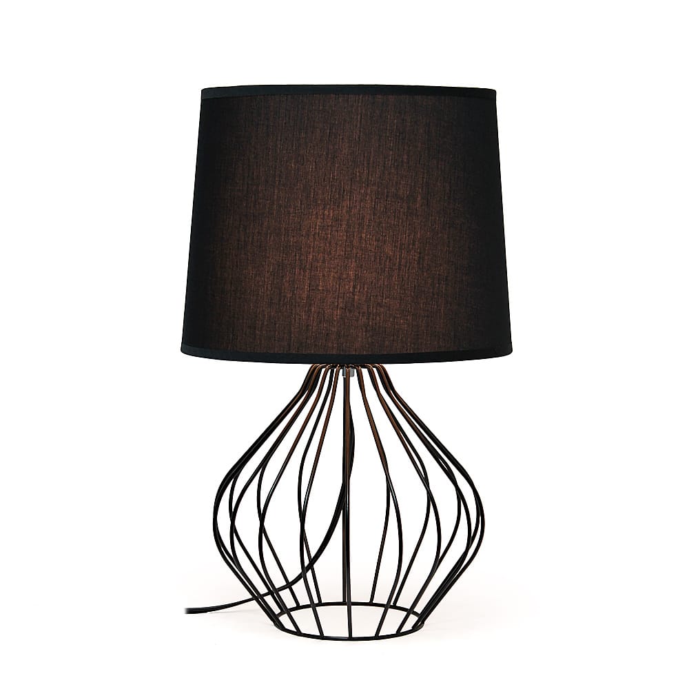 Angle View: Simple Designs Geometrically Wired Table Lamp - Black/black shade