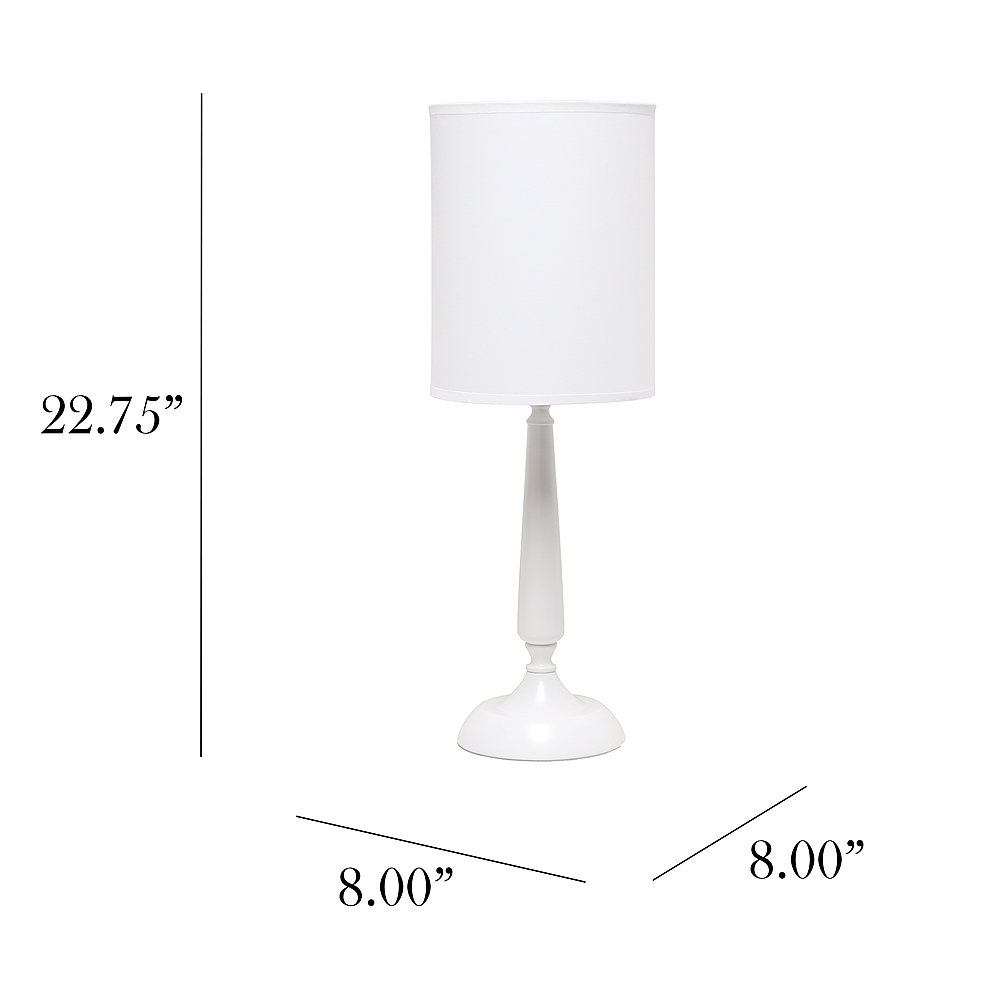 Left View: Simple Designs - Traditional Candlestick Table Lamp - White